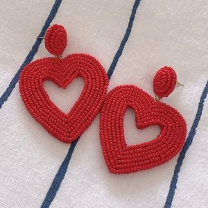 Beaded Heart Drop Earrings
